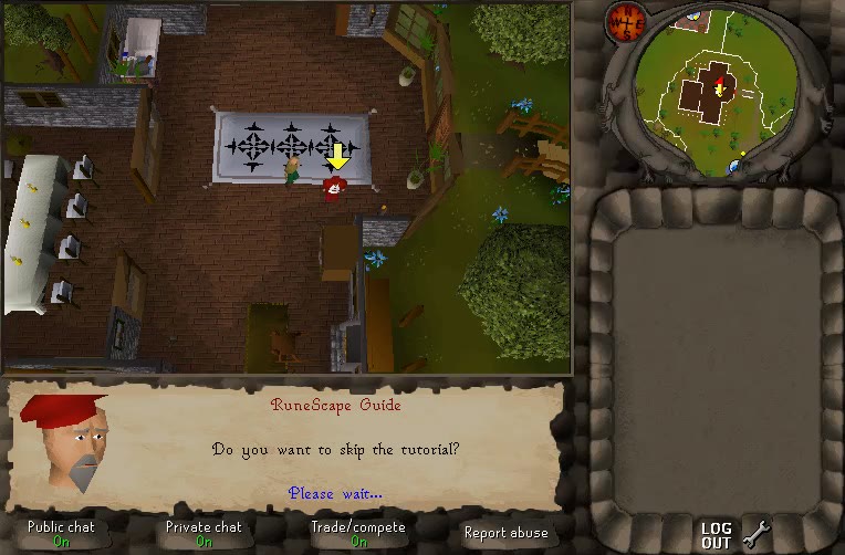 The RuneScape Guide asks: Do you want to skip the tutorial?